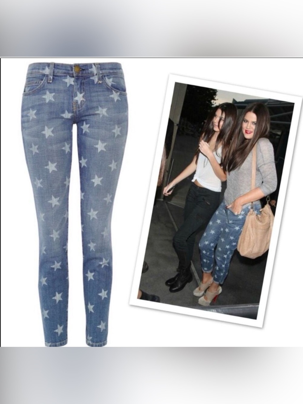 Current/Elliott "The Stiletto" Star
Print Jeans Blue Denim 27